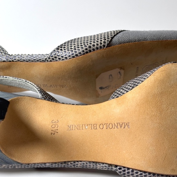 Vintage Manolo Blahnik Slingback Heels – Snakeskin Trim, Gray size 36.5 - Picture 3 of 7